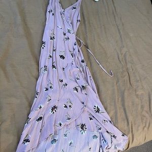 Light purple floral wrap dress